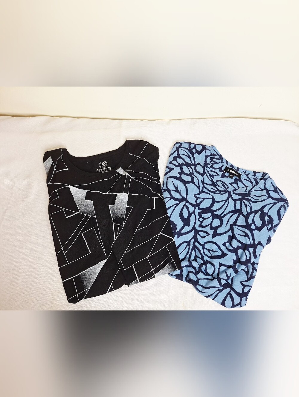 Express "The Double Expression"Preppy, Two Pull-over Short Sleeve Shirt Bundle.